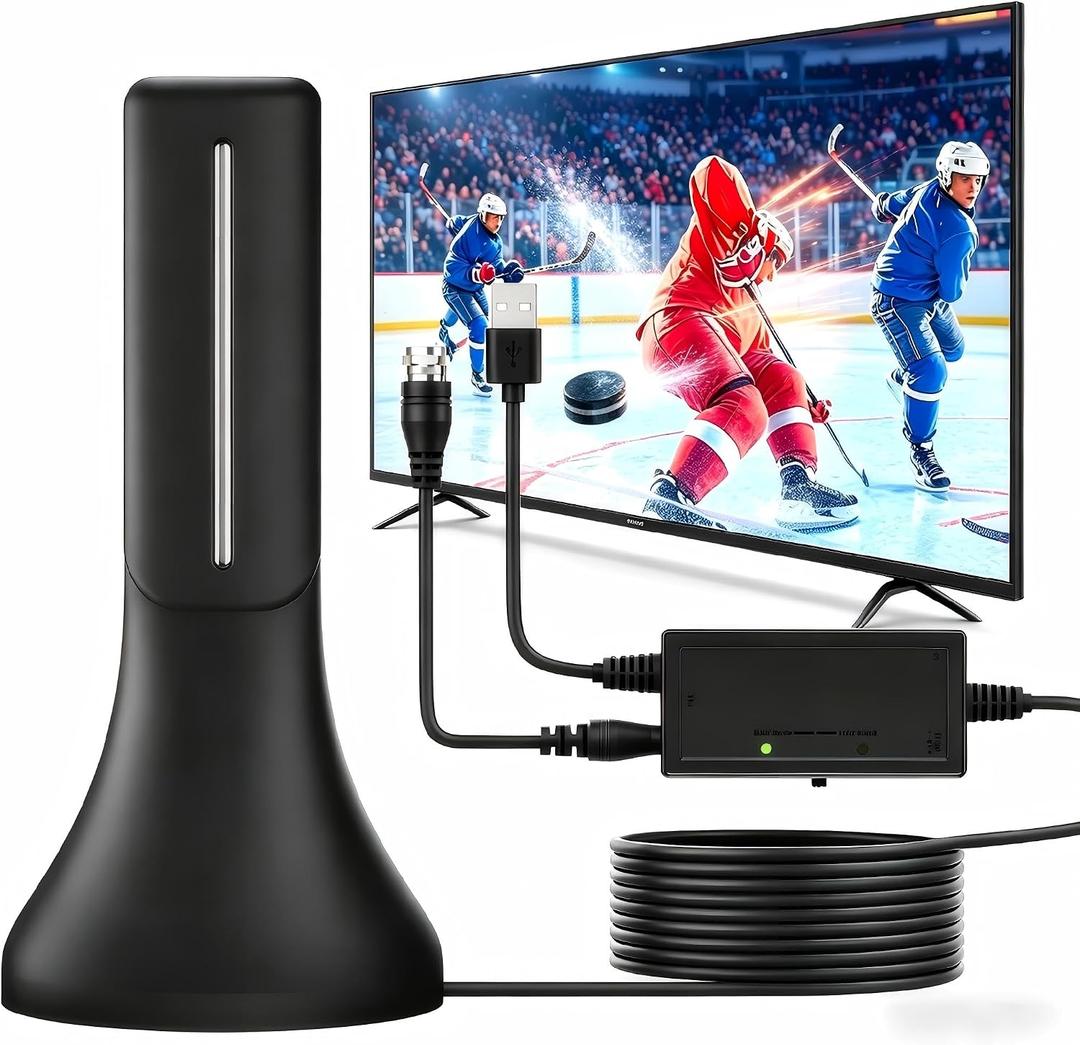 2026 Upgraded Indoor Digital TV Antenna, Long Range 360 Reception HD Antenna for Smart TV & All Older TVs, Signal Amplifier Booster 13ft Coax Cable, Supports 4K 1080P 8K VHF UHF Local Channels