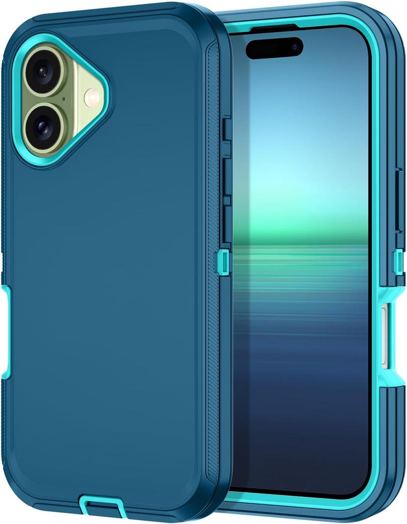 I-HONVA for iPhone 17 Case Shockproof Dust/Drop Proof 3-Layer Full Body Protection [Without Screen Protector] Rugged Heavy Duty Cover Case for Apple iPhone 17 6.3" 2025,Turquoise