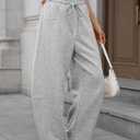 ELLEVEN Women's Cotton Barrel Leg Sweatpants with Elastic Waist, Drawstring, and Pockets  Casual Baggy Joggers (Gray, L)