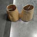 2 Pcs Small Scalloped Lampshade, 4" Top X 6.3" Bottom X 6.7" High X 6.5" Slant Clip-On Chandelier Lamps Shade, Boho Wicker Lampshade for Chandelier or Accent Lamp, Brown