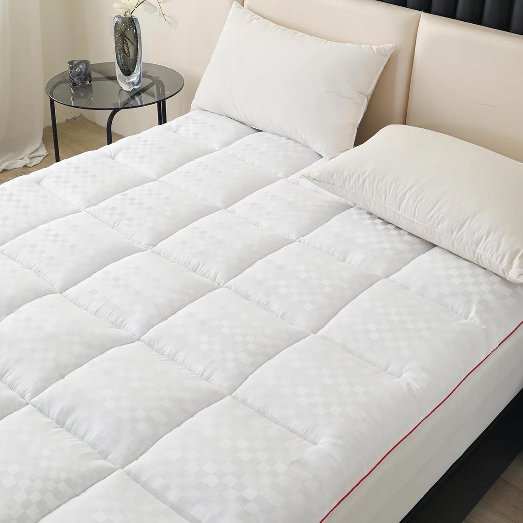 King Size Mattress Protector, Mattress Topper with 8-15" Inch Deep Pocket, Extra Thick Pillow Top, Quilted Fitted Mattress Cover (78x80 inch, White)