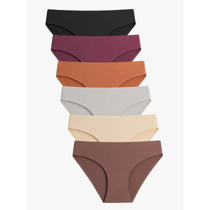 Caterlove Women's Seamless Underwear No Show Stretch Bikini Panties Silky Invisible Hipster 6 Pack
Size L