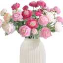 Artificial Flowers Silk Peony Pink Flowers Combo Rose Red Silk Flowers Bouquet 10Pcs 30Heads Fake Peonies for Faux Floral Arrangements Home Table Kitchen Wedding Party Farmhouse Decor