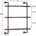 Industrial Pipe Shelf Wall Mounted, Rustic Wood Floating Shelves, 3 Tier Wall Display Bookshelf, Storage Rack Sundries Holder for Kitchen Office Bathroom Organization and Home Decor (24inch x 2)