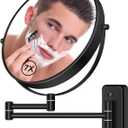 8 Wall Mounted Magnifying Makeup Mirror 1X/7X Wall Mount Mirror Swing Arm Two-Sided 360 Swivel Bathroom Shaving Mirror for Men and Women in Hotel/Home, Black