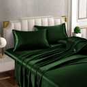 Horbaunal 6 Piece Satin Sheet Set King Size Luxury Silky & Soft Emerald Green Satin King Bed Sheet Set with 16" Deep Pocket, 1 Fitted Sheet, 1 Flat Sheet, 4 Pillowcases