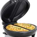 Elite Gourmet EOM205 NonStick Omelet Frittata Snack Pocket Maker for 2 Individual 6.5" Omelets, Stainless Steel and Black