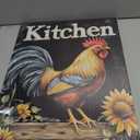 CCWORKERRY Rooster Painting Wall Art for Kitchen Chicken Sunflower Canvas Prints Farm Animals Pictures Hen Poster Dining Room Wall Decor Framed(Black,16L x 20W)