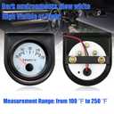 2" 52mm Water Temperature Gauge 100-250 with Sensor, 12V Digital Temp Meter Kit for Marine, Boat, Car, Truck, Automotive Engine Cooling System (White)