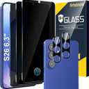 firtstnow 3 Pack Privacy Screen Protector for Samsung Galaxy S26 Tempered Glass + 2 Pack Camera Lens Protector, True 25Anti Spy, 9H+ Hardness, Fingerprint Unlock, Case Friendly Bubble-Free 6.3 Inch (Black)