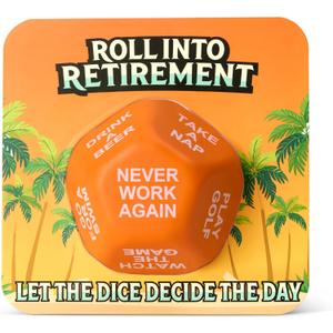 Jumbo Decision Dice — Funny Retirement Gift for Men & Women, Giant Foam Party Dice, Gag Gift for Coworker, Teacher, Nurse, Boss, Retiree (Orange)
