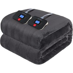 Westinghouse Electric Blanket King Size, Super Cozy Soft Flannel 100"" x 90"" Heated Blanket with 10 Fast Heating Levels & 1-12 Auto-Off, Machine Washable, ETL&FCC Certification, Charcoal