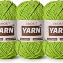 3 Packs Plush Chenille Chunky Crochet Yarn - Baby Yarn for Crocheting Soft - Velvet Yarns Knitting for Blankets Crafts - Fluffy Amigurumi Yarns 300g / 393yd (3 Lime Green)