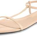 Athlefit Flat Sandals for Women Comfortable Buckle Strappy Sandals Pointed Open Toe Ankle Strap Sandals, Size 6