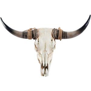 BKCEHCRS Cow Skull Wall Decor,Long Horn Cow Skull Wall Hanging, Faux Longhorn Skull Faux Taxidermy Head Wall Decor Handmade Simulation Large Bull's Head Farmhouse Decor Wall Sculpture31*24 * 7inch