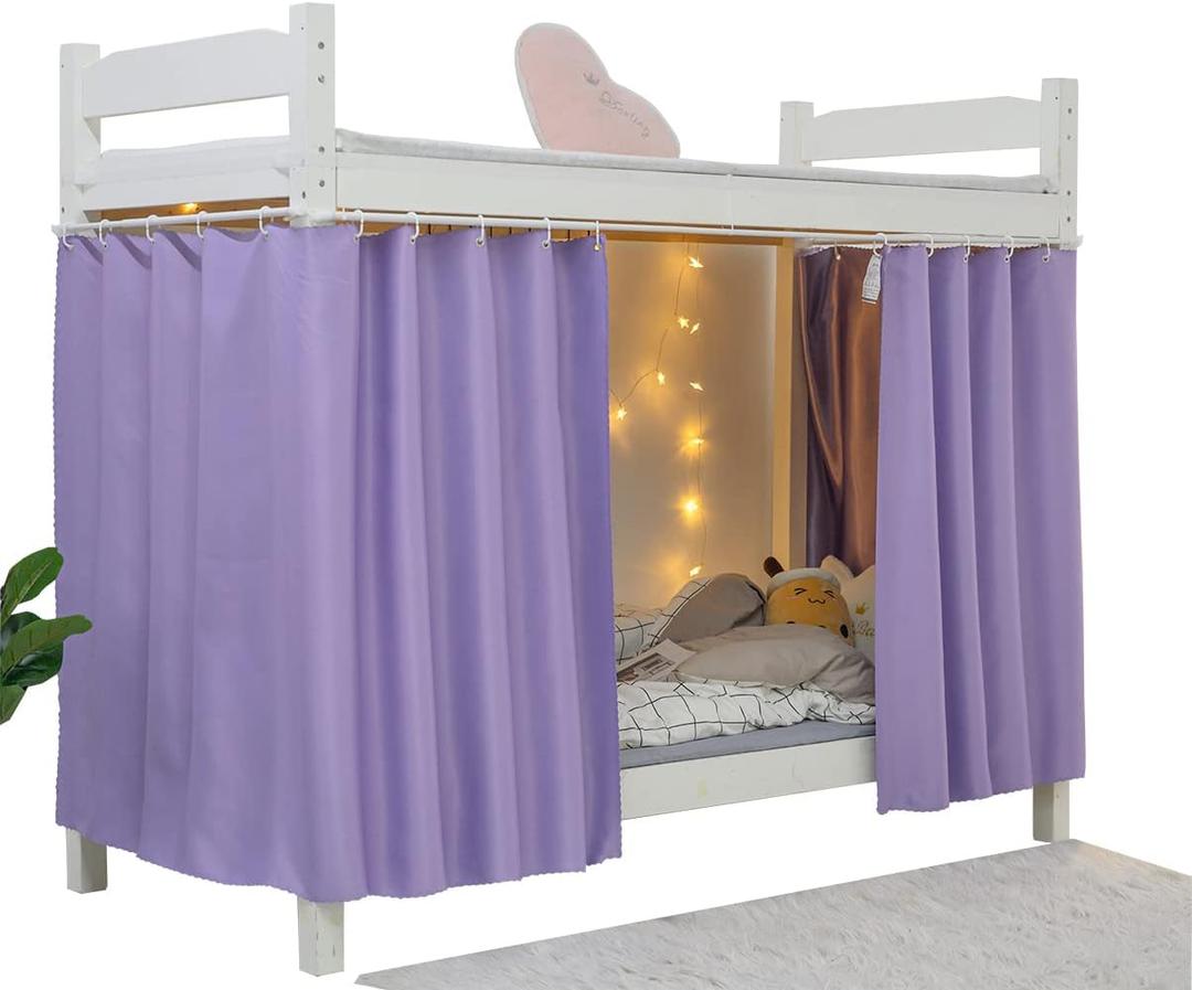 Heavy-Duty Blackout Bottom Bunk Bed Curtains Privacy Canopy Twin Size for Home Dorm, 2 Panels, Purple