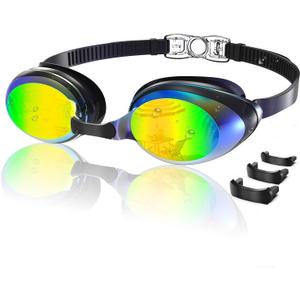 2 x Aegend Flat Lens Swim Goggles, Anti-Fog Swimming Goggles, No Leak Anti-UV Pool Goggles for Adult Men Women Youth