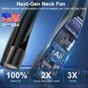 Portable Neck Fan, 6 Speeds Rechargeable Personal Fan with AI Chips, Hands-Free 360 Faster Cooling Wearable Fan, Ultra Quiet for Home, Office, Travel, Indoor, Outdoor - Black