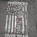 Freedom Over Fear Pro Gun USA Flag 2nd Amendment (ON Back) T-Shirt Small (Gray, XXL)