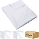 ZPECC White Bulk Flat Sheets Only King Size 12 Pack, Easy Sort Top Bed Sheet by Color-Coded Hem Threads, Soft Durable Brushed Microfiber Fabric Hotel Airb&bs Essentials for Hosts, 108"x110"