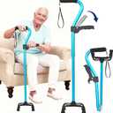 XIAOMING 6 Gear Adjustable Quad CaneQuad Cane Portable Stick Men & Women and Seniorsfor Balance, Knee Injuries, Leg Surgery Recovery & Mobility