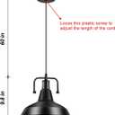 Industrial Farmhouse Pendant Light, 12" Metal Hanging Ceiling Lamp with 5FT Cord for Hallway, Kitchen Island, Sink, Dining Room, Living Room, Bar Counter, Foyer, E26 Socket, Black (Bulb Not Included)