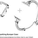 Secbolt Bling Bands Compatible with Apple Watch Band 38mm with Case, Women Dressy Metal Bracelet with Rhinestone Bumper for iWatch Series 3/2/1, Silver