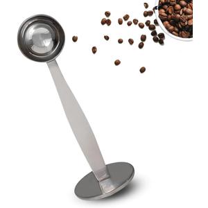 2-in-1 Coffee Scoops, 304 Stainless Steel Tablespoon Measure Spoon, with Pressed Bottom for Coffee Bean Press Coffee Grinding PressingSilver15 ml