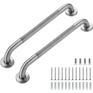 Grab Bars for Shower, 2 Pack 18-Inch Anti Slip Shower Handles for Elderly, Safety Shower Grab Bar, Stainless Steel Handicap Grab Bars for Bathroom, Toilet (Brushed Nickel, 1" Diameter)