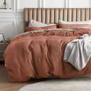 Bedsure Cotton Duvet Cover King - 100% Cotton Waffle Weave Burnt Orange Duvet Cover King Size, GentleSoft™ and Breathable Bedding Set for All Season, 3 Pieces, 104"x90"