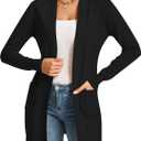 Black Cardigan Sweaters for Women Lightweight Long Sleeve Open Front Knit Cardigans for Spring Fall XL (Black, XL)