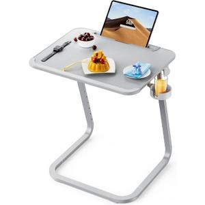 SAIJI TV Tray Table - Heavy Duty Extra Large TV Tray, Upgraded TV Dinner Trays for Eating Snack Food, Tilt & Height Adjustable TV Tray Laptop Desk for Sofa & Bedside Small Table (Grey)