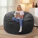 5FT Adult Bean Bag Chair, 5'Comfy Bean Bags, Giant BeanBag Chairs | Bean Bag Chairs for Adults with Memory Foam Filled, Washable Cover,Lazy Sofa for Gamming Room,Living Room & Bedroom,Grey
