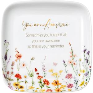 Crisky You are Awesome Jewelry Ring Dish for Women Birthday Gifts Encouragement Gift, Inspirational Gifts Friendship Trinket Tray for Her Sisters Daughters Friend Cowoker Mom Aunt Female 4.5"