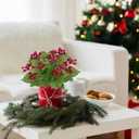 Thiccywoov 36 Inch Large Red Holly Branches 3 Pcs Christmas Burgundy Berry Stems Faux Artificial Holly Stems Cranberry Picks for Christmas Tree Decoration DIY Winter Home Vase Filler