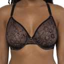 Smart & Sexy Sheer Mesh Demi Underwire Bra, Flirty & Supportive (38DDD, Black Hue With Ballet Fever (Smooth Lace))