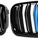 F10 Grille, Black Front Kidney Grille Grill Compatible with BMW 2010-2017 5 Series F10 F11 F18 M5 528i 535d 535i 550i, M Color Double Slats