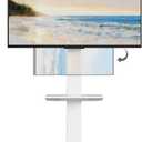 Mobile TV Stand with Power Outlet, Tilting & Swivel Rolling TV Cart for 32-75 Inch TVs, Height Adjustable Portable TV Stand with Shelf, Portrait/Landscape, 88 lbs Capacity, Max VESA 600x400mm