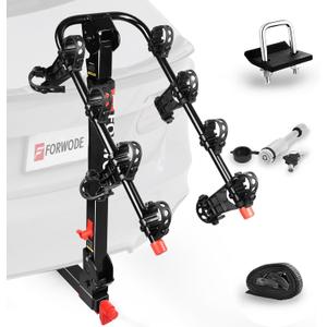 Forwode 4 Bike Hitch Mount Rack, Tiltable Foldable Bicycle Carrier Wobble Free Locking Hitch Quick Release 2-Inch Receiver Black (C-Upgraded versin, 4Bike)