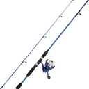 Wakeman Fiberglass Fishing Rod and Reel Combo 2-Piece 65-Inch Medium Action Spinning Rod Set for Lake Fishing
