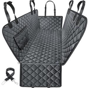 Dog Car Seat Covers, Waterproof Front Seat Cover for Dogs, Scratch-Proof, Nonslip Pet Passenger Seat Cover Protector, Universal Fit for Cars Trucks SUVs, Standard Size, Black