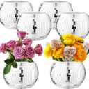 6 Pcs Silver Mirror Disco Vase - 3" X 4" Disco Ball Vase for Centerpieces, Glass Planter Candle Holder for Wedding, Birthday, Party, Office, Bedroom