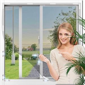Magnetic Window Screen, Adjustable DIY Flex Screens for Windows Max 59” x 51” Fits Any Size Smaller, Window Screens for House Windows with 16 Innovative Magnetic Fastener