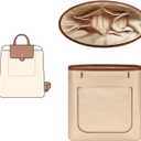 GIVLEFLY Backpack Organizer Insert & Liner with Cup Holder and Umbrella Holder, Compatible with Longchamp Le Pliage Original Backpack, Multiple Pockets Bag Divider & Shaper, Beige