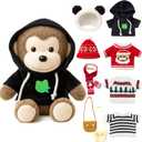 Monkey Stuffed Animal with 9 Clothes & Accessories, 12 in Easter Basket Stuffers, Birthday Favors Classroom Prize, Cute Stuffed Monkeys Plush, Dress-Up Monkey Toy for Kids