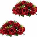 Wedding Flower Balls for Centerpieces - 2 Pcs Artificial Flower Ball Arrangement Bouquet, Fake Flowers Rose Balls for Weddings, Birthday Party, Home Decor, Crimson