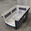 SportPet Airline Compliant XXX-LARGE 48" Travel Dog Kennel-Durable Plastic Airline Pet Carrier w/Removable Wheels & Food Bowls, Collapsible Indoor/Outdoor Dog Kennel, Dogs up to 44"L & 33"H-Cream/Gray