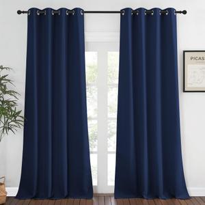 NICETOWN Blackout Curtains for Windows 90 inch Length - Grommet Energy Saving Thermal Drapes Sound Reducing Heat Blocking Window Treatments for Living Room (Navy, 1 Panel, W52 x L90)