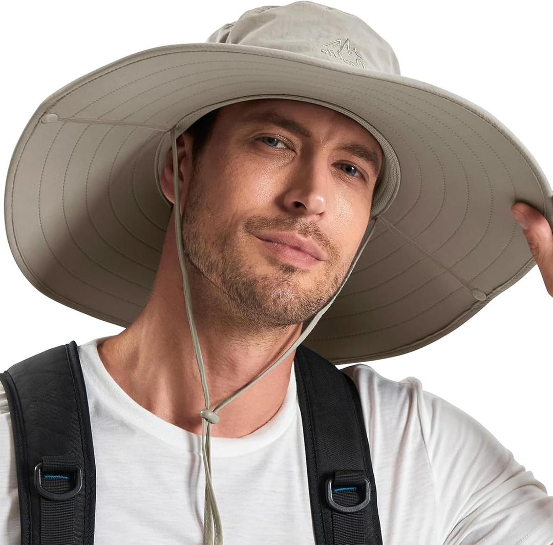 Cooltto Wide Brim Sun Hats with Waterproof Breathable for Fishing, Hiking, Campingfor Men Women Kids (One Size, Khaki)