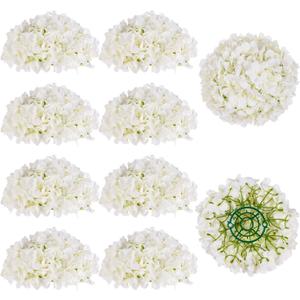BLOSMON Hydrangea Artificial Flowers Ball Centerpieces 10 Pcs Fake Flowers White Silk Hydrangea Flower Balls Faux Hydrangeas Floral Arrangements Bouquet for Wedding Home Room Table Decoration